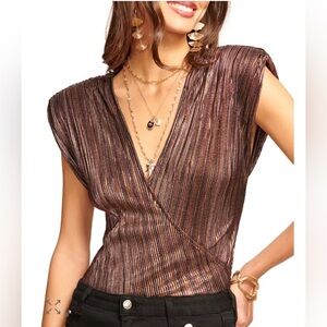 Ramy Brook Serena metallic top SZ MM